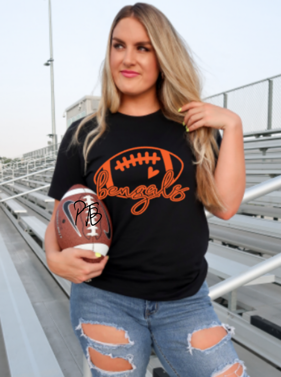 SCREEN PRINT, Bengals Cheer, Football, Orange and Black