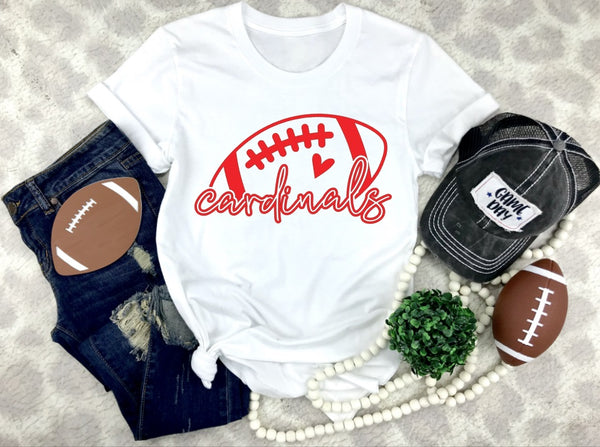 GRAPHIC TEE - Cardinals Football Tee | Cheer Mom Tee |  Short Sleeve | Graphic Tee | Unisex Tees | Football Mom | Cardinals | Red and Black