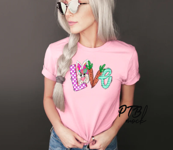 GRAPHIC TEE - Love Easter Bunny Spellout | Easter | Graphic Tee | Unisex Shirt | Finished Tee