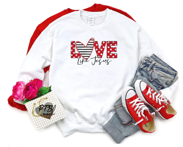 GRAPHIC TEE - Love like Jesus | Valentines Day | Stripes & Cheetah | Unisex Shirt | Short Sleeve | Graphic Tee