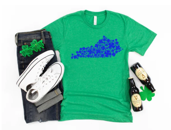 Lucky in Kentucky, Blue Clover Graphic Tee