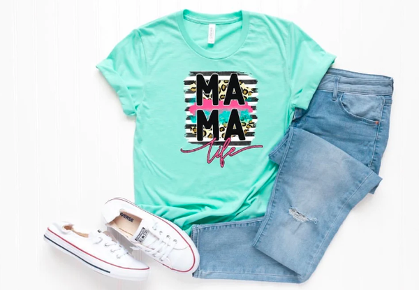 SCREEN PRINT - Mama Life  | Animal Print | Graphic Tee | Unisex Shirt | Short Sleeve | Screen Print Transfer