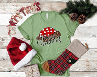 Merry Christmas Leopard Santa Hat Graphic Tee