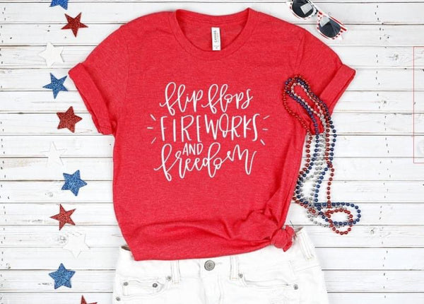 Flip Flops, Fireworks and Freedom Graphic Tee