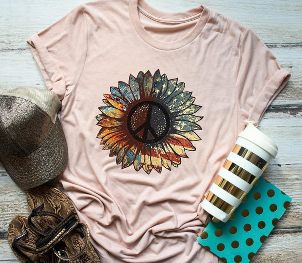 Peace, Sunflower Flag Graphic Tee