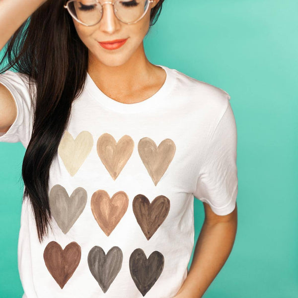 Multi Hearts Love  Screen Print