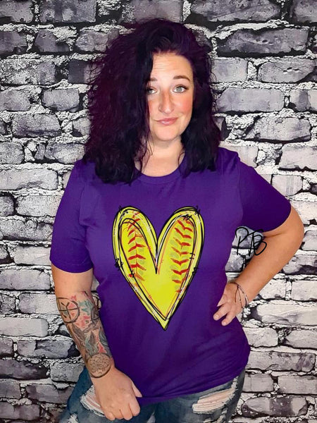 Softball Heart Graphic Tee