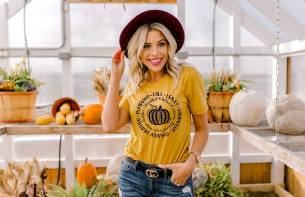 Fall Words & Leopard Pumpkin Graphic Tee