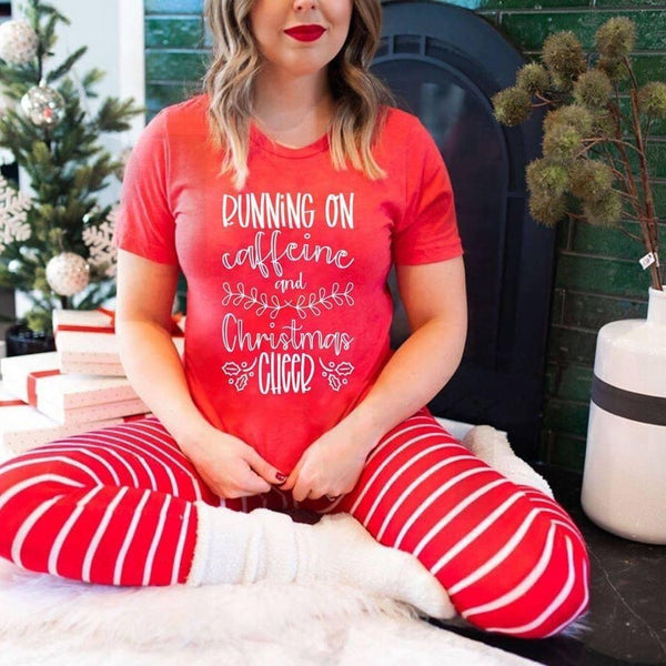 Running on Caffeine & Christmas Cheer Graphic Tee