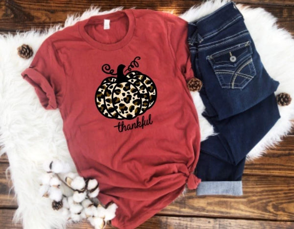 Cheetah Pumpkin Thankful Graphic Tee