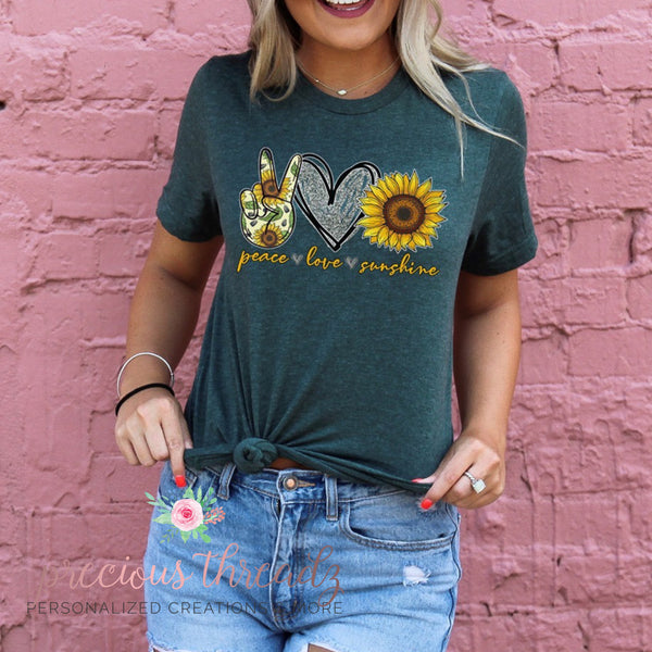 Peace, Love, Sunflowers Graphic Tee