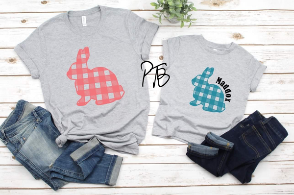 Plaid Bunny Graphic Tees