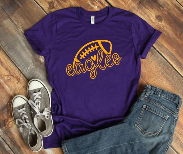 GRAPHIC TEE - Eagles Tee | Unisex Shirt | Short Sleeve | Graphic Tee | Unisex Tees | Football Mom | Cheer | Purple and Gold