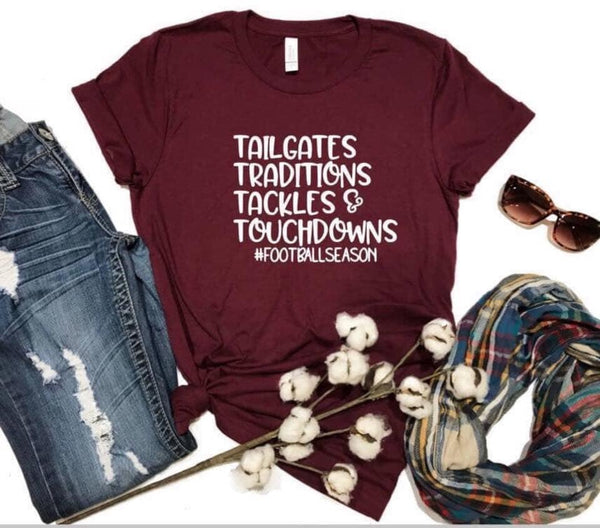 Tailgates, Tackles and Touchdowns Graphic Tee