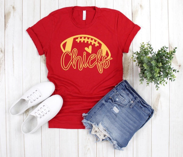 SCREEN PRINT | Chiefs Football | Cheer | Cheer Mom | Football Mom | Red and Yellow | Grunge | Screen Print Transfer