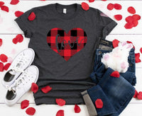 Love Plaid Heart Graphic Tee