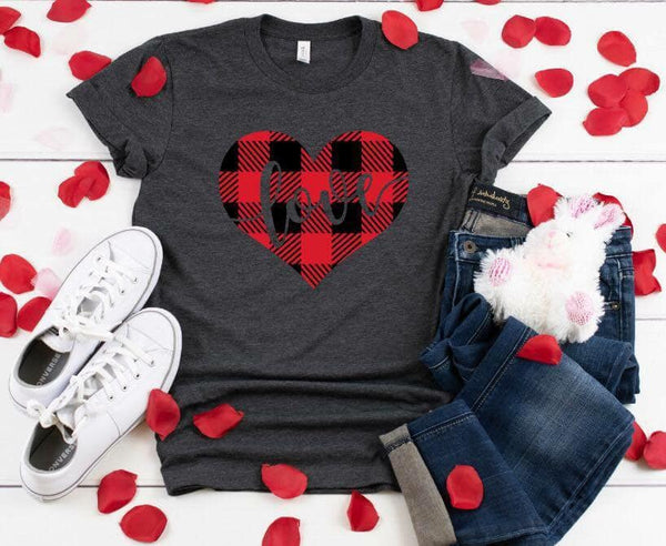 Love Plaid Heart Screen Print