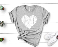 Distressed Heart Baseball/Softball  Screen Print