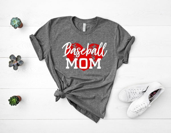 Baseball Mom Heart  Graphic Tee