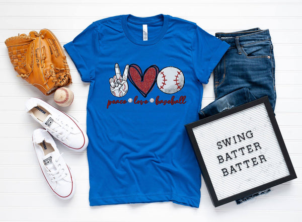 Peace, Love, Baseball Graphic Tee