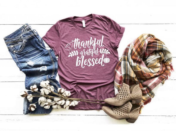 Thankful, Grateful & Blessed Graphic Tee