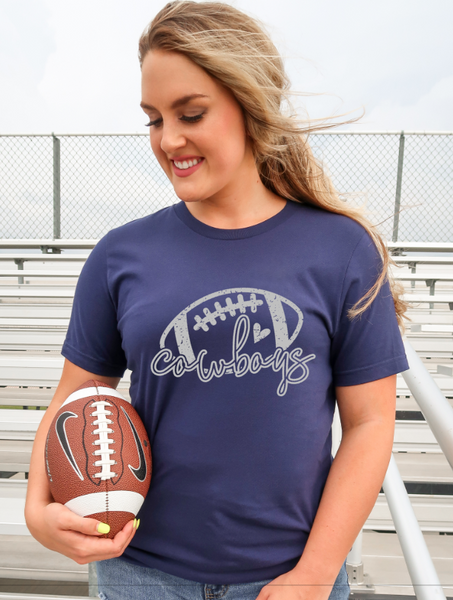 SCREEN PRINT | Cowboys Football | Cheer | Football Mom | Cheer Mom | Football | Silver and Blue | Screen Print Transfer