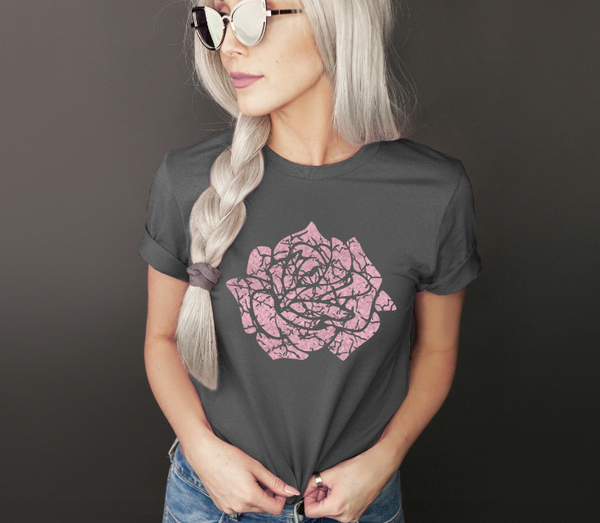 Distressed Rose Pink Graphic Tee