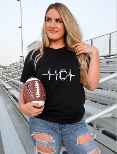 Heartbeat Life Line Football Graphic Tee