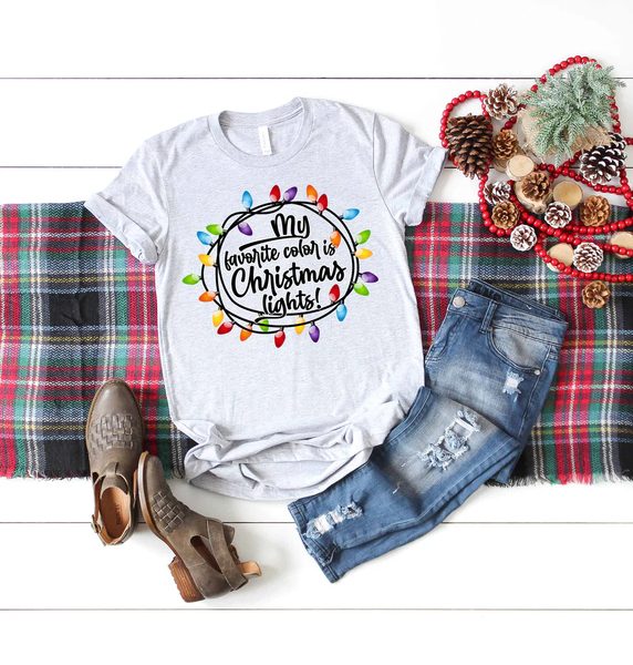 My favorite color is Christmas Lights Graphic Tee
