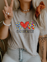 Peace, Love, Autism Graphic Tee