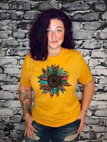 Serape & Leopard Sunflower Graphic Tee