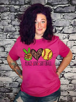 Peace, Love, Softball Graphic Tee